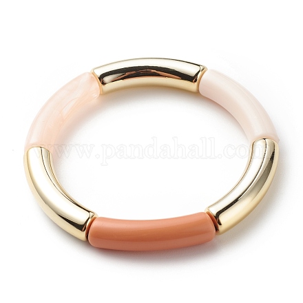 Bracelet extensible perlé tube incurvé acrylique pour femme BJEW-JB08438-01-1