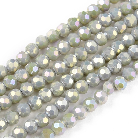 Brins de perles de verre électrolytiques à facettes (32 facettes) rondes plaquées arc-en-ciel EGLA-J130-FR16-1