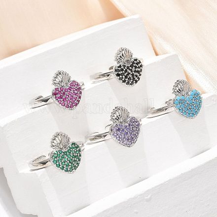 Кольца-манжеты из латуни с микропаве из кубического циркония для женщин RJEW-B117-01P-1