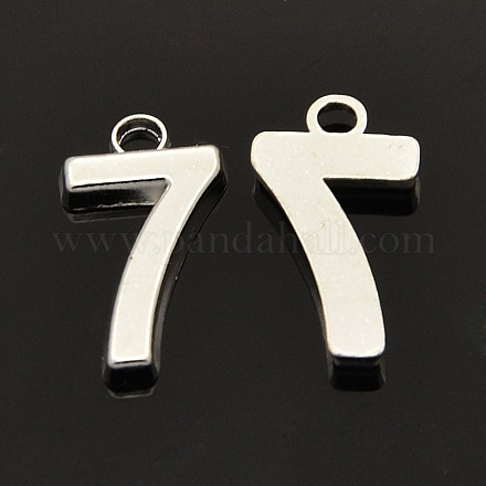 Rack Plated Zinc Alloy Number Charms PALLOY-A062-7S-NR-1