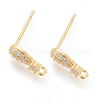 Brass Micro Pave Cubic Zirconia Stud Earring Findings ZIRC-G146-04G-RS-1