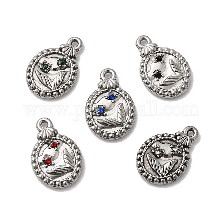 Подвески из нержавеющей стали 304 с паве из стразов STAS-G369-14P-1