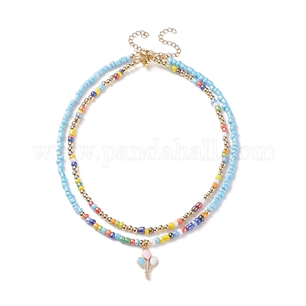 Juego de collares con cuentas de perlas de semilla de vidrio de 2 Uds. 2 estilos NJEW-JN03936-1