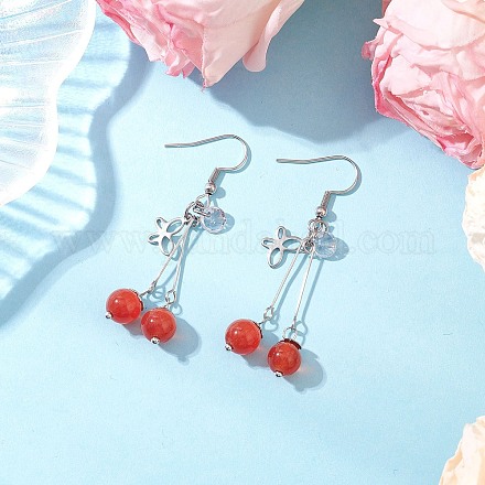 Кошачий глаз свисает с серьгами EJEW-JE06493-03-1