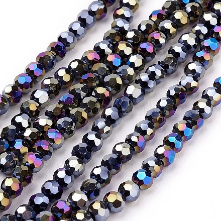 Faceted(32 Facets) Electroplate Glass Beads Strands X-EGLA-R016-4m-11-1