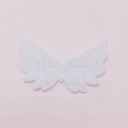 布のエンボス加工の翼  アクセサリーを飾る  ホワイト  33x52x1mm FIND-PW0001-044A-1