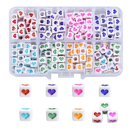 304pcs 8 couleurs perles acryliques opaques blanches MACR-YW0001-92-1