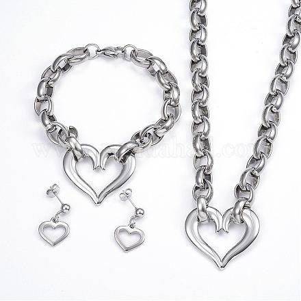 304 Stainless Steel Jewelry Sets SJEW-E072-03P-1
