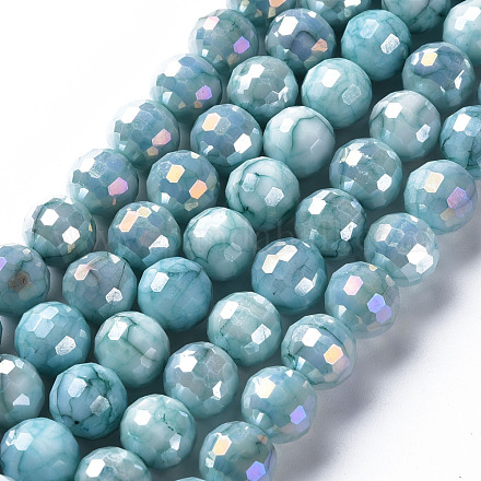 Opaque Baking Painted Glass Beads Strands EGLA-N006-005D-1