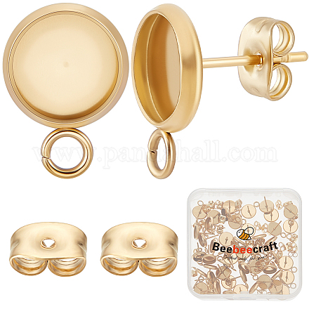 50 шт. плоская круглая фурнитура для сережек-гвоздиков из нержавеющей стали 304 STAS-BBC0005-85B-1