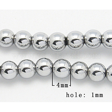 Brins de perles d'hématite plaqués platine sous vide X-G-D010-1-1