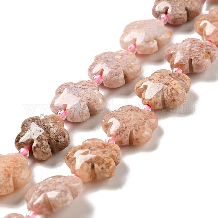 Brins de perles de jaspe océanique rose naturel/agate océanique G-D475-02F-1