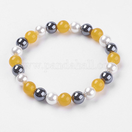 Synthetic Hematite Beads Stretch Bracelets BJEW-I241-27A-1