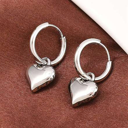 Серьги-кольца в форме сердца из хирургической нержавеющей стали 316 EJEW-C160-17-1