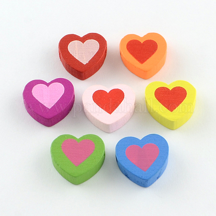 Heart Dyed Natural Wood Beads TB181Y-01-LF-1