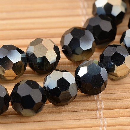 Plaqué facettes demi electroplate ronde perles de verre brins EGLA-M017-C01-1