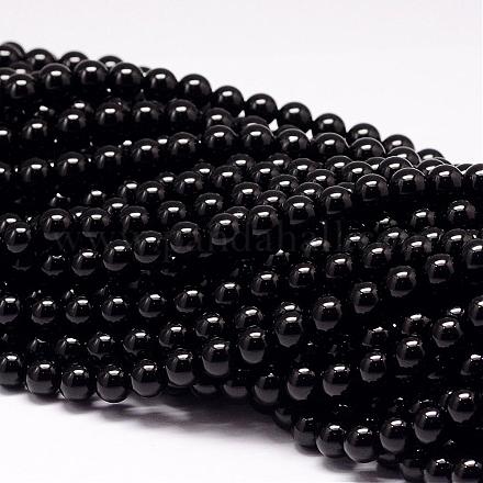 Naturali nera perle di tormalina fili G-P132-17-8mm-1