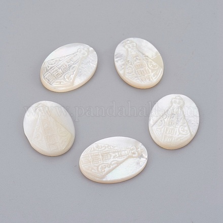Natural White Shell Mother of Pearl Shell Cabochons SHEL-P072-01-1