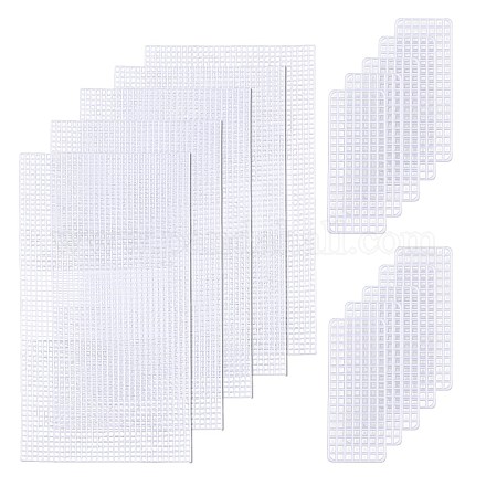 プラスチックメッシュキャンバスシート  刺繍用  アクリル毛糸クラフト  ニットとかぎ針編みのプロジェクト  ホワイト  108~363x44~186x1mm  穴：4x4mm KY-WH0020-75-1