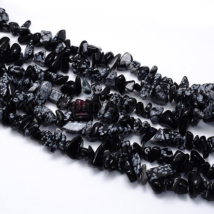 Natural Snowflake Obsidian Beads Strands G-O049-A-44-1