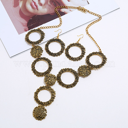 Комплект из кольца и плоского круглого сплава с подвеской и серег-подвесок FS-WG0C96B-01-1