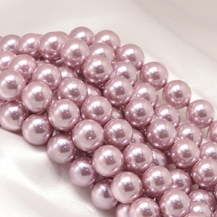 Chapelets de perles rondes en coquille BSHE-L011-8mm-A001-1