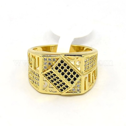 Personalized Brass Micro Pave Czech Rhinestone Wide Band Rings for Men RJEW-L011-18mm-19G-1