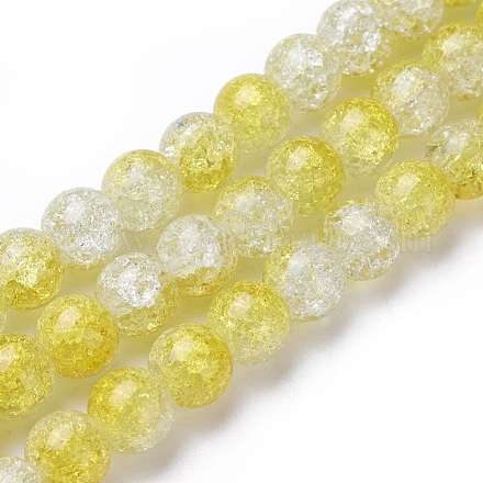 Two Tone Crackle Glass Beads Strands GLAA-F098-03D-19-1