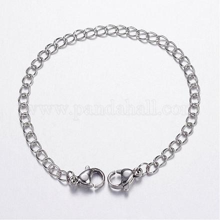 304 Stainless Steel Curb Chains and Lobster Claw Clasps STAS-N0009-01P-1