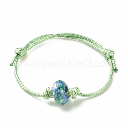 Natural Ocean White Jade(Dyed) Rondelle Beaded Cord Bracelet BJEW-JB08057-03-1