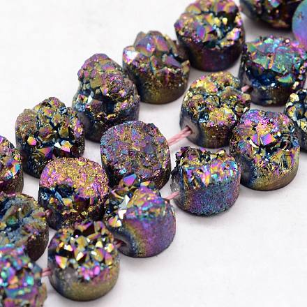 Electroplated Natural & Dyed Druzy Agate Bead Strands G-N0169-004J-03-1