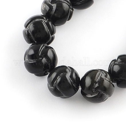 Natural Carved Obsidian Stone Bead Strands G-R270-67-1