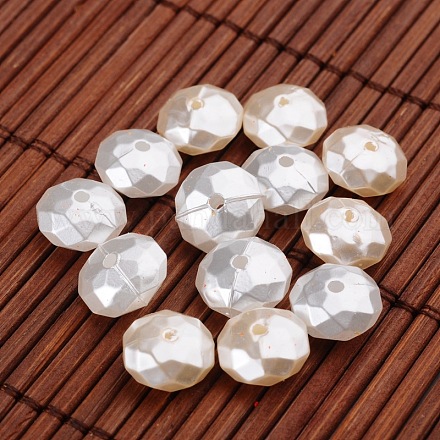 Faceted Flat Round Imitation Pearl Acrylic Beads OACR-L004-6870-1