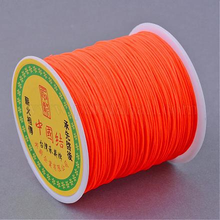 編み込みナイロン糸  ビーズジュエリー作りのための中国結びコードビーズコード  レッドオレンジ  0.8mm  約100ヤード/ロール NWIR-R006-0.8mm-F172-1