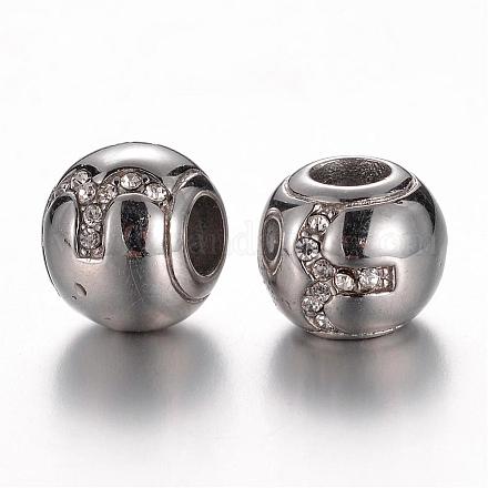 Perlas europeas de rhinestone de 304 acero inoxidable CPDL-D030-02I-1