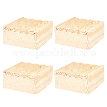Ahandmaker木製収納ボックス4パック正方形未完成色木製ボックスバーリーウッドスライドトップ木製ボックス手作り石鹸用手作り石鹸モデルdiy装飾収納ジュエリー WOOD-GA0001-05-1