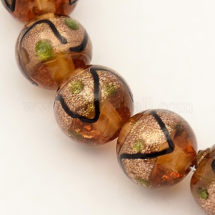 Perles vernissées de sable d'or manuelles  X-LAMP-L002-10mm-02-1