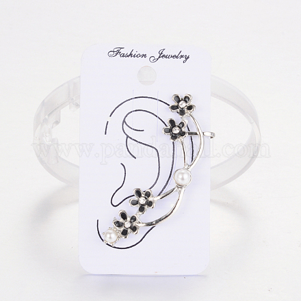 Flower Alloy Enamel Cuff Earrings EJEW-O069-19P-1