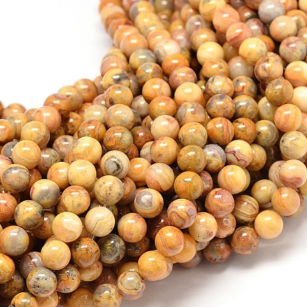 Natural Crazy Agate Round Bead Strands G-P075-16-4mm-1