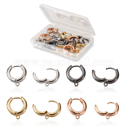 Fashewelry 8Pairs 4 Colors Ring Brass Hoop Earrings EJEW-FW0001-01-1