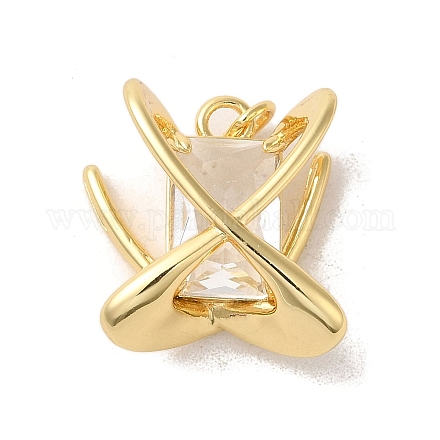 Латунные микропаве прозрачные подвески с фианитом KK-R155-06G-1