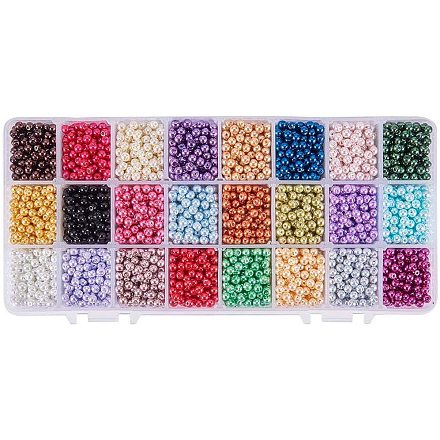 Umweltfreundliche runde Perlen aus gefärbtem Glasperlen HY-PH0011-01-4mm-1