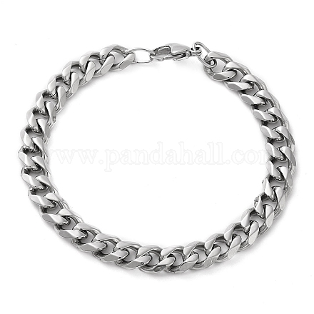 304 pulsera de cadena de eslabones cubanos de acero inoxidable para hombres y mujeres. BJEW-C048-02P-1
