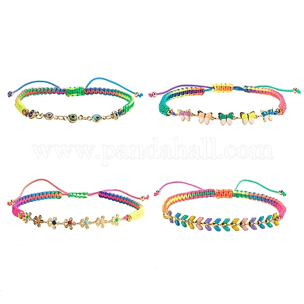 Braccialetti con perline intrecciate in filo di nylon regolabili 4 pz 4 stili BJEW-SZ0001-022RG-1