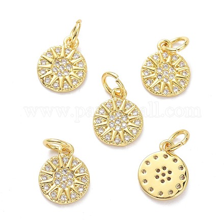 Brass Micro Pave Clear Cubic Zirconia Charms ZIRC-L091-079G-1