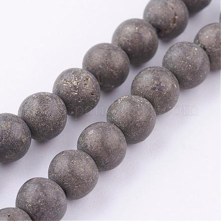 Chapelets de perles de pyrite naturelle  G-P303-03-6mm-8-1
