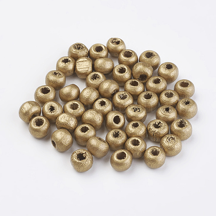 Spray Painted Natural Wood Beads X-WOOD-Q030-83G-1