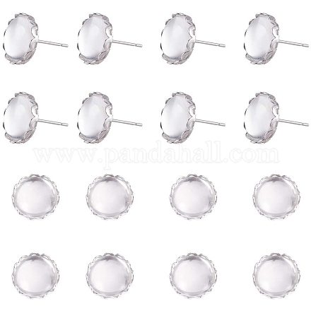 PandaHall Elite 30 pcs 12mm Flat Round Brass Stud Earring Cabochon Setting Post Cup with 30 pcs 12mm Clear Glass Cabochons for Earring DIY Jewelry Craft Making DIY-PH0020-31P-1