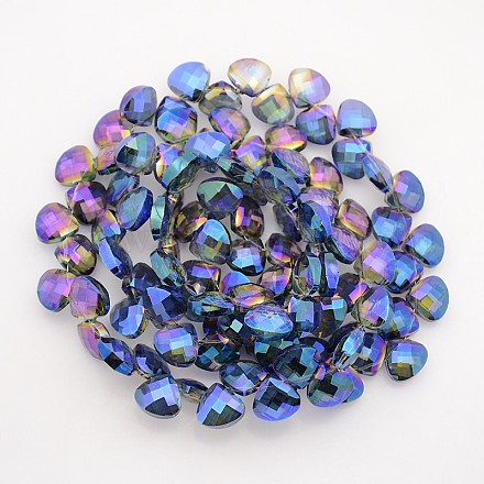 Faceted Drop Electroplate Rainbow Plated Glass Beads Strands EGLA-P014-F03-1