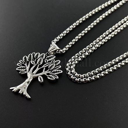 Винтажный панк-стиль яблоня дерево желаний хип-хоп кулон ожерелья из нержавеющей стали MB7398-1